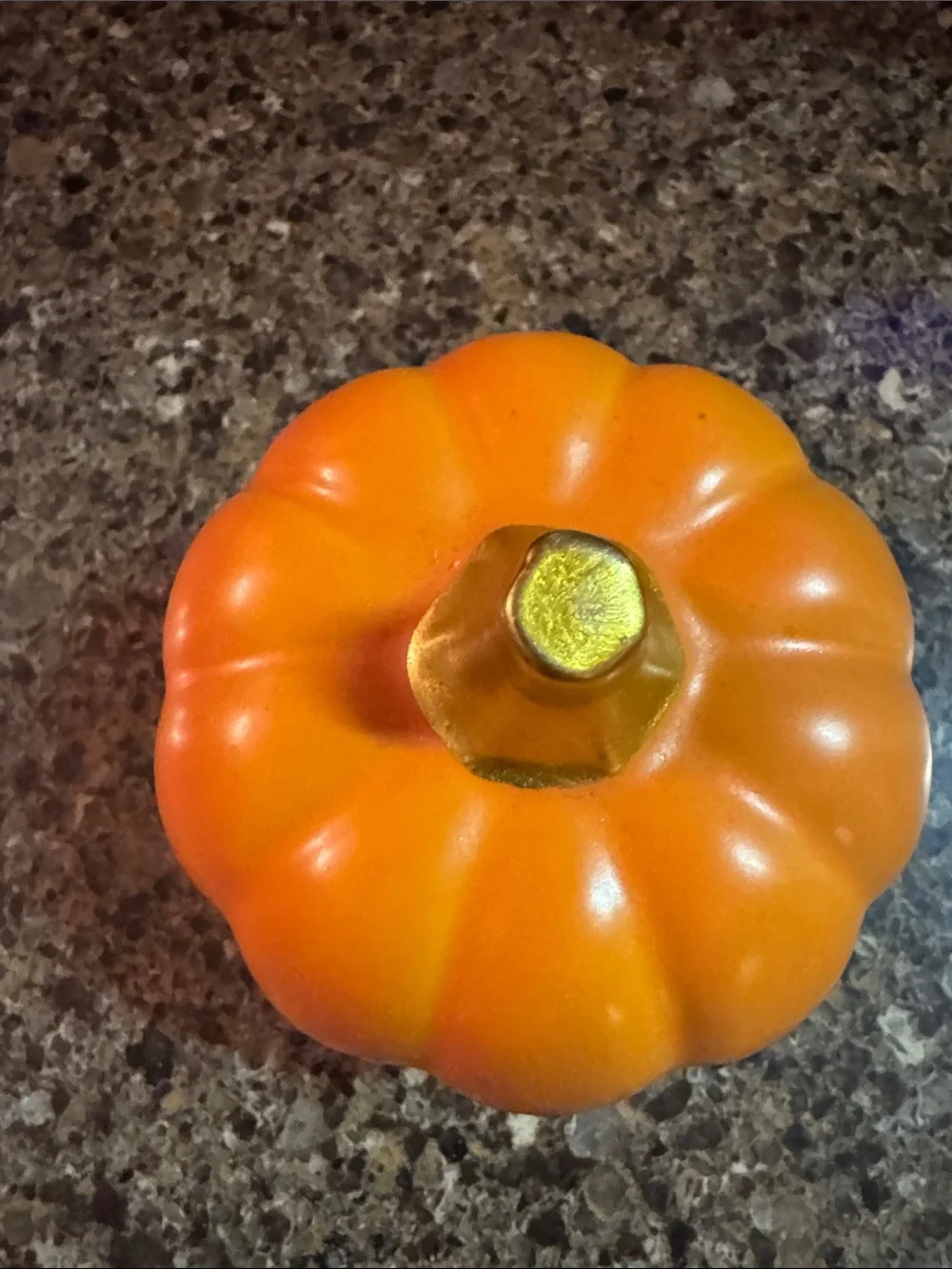 Decorative Orange Ceramic Pumpkin with Gold Stem NEW